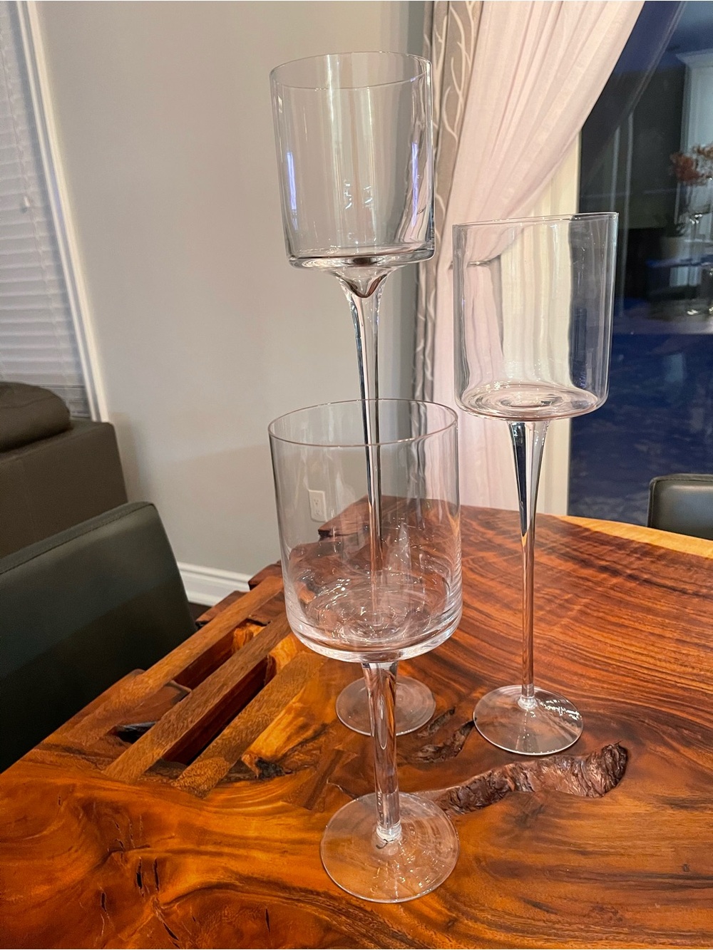 Glass Candle Holders - Set of 3